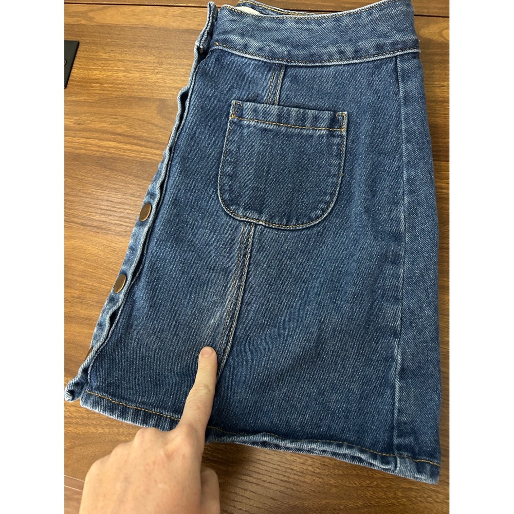 Melville‎ Blue Denim Mini Skirt Women Size 27 Button Front A-Line Pockets - Picture 9 of 9
